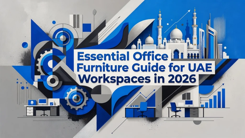 Professional header image for list-based article: Essential Office Furniture Guide for UAE Workspaces in 2026