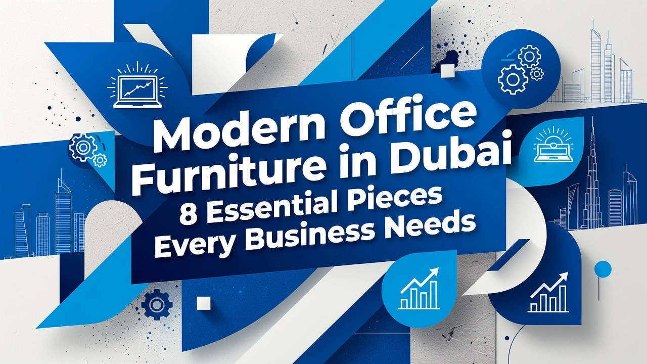 Professional header image for list-based article: Modern Office Furniture in Dubai: 8 Essential Pieces Ever...