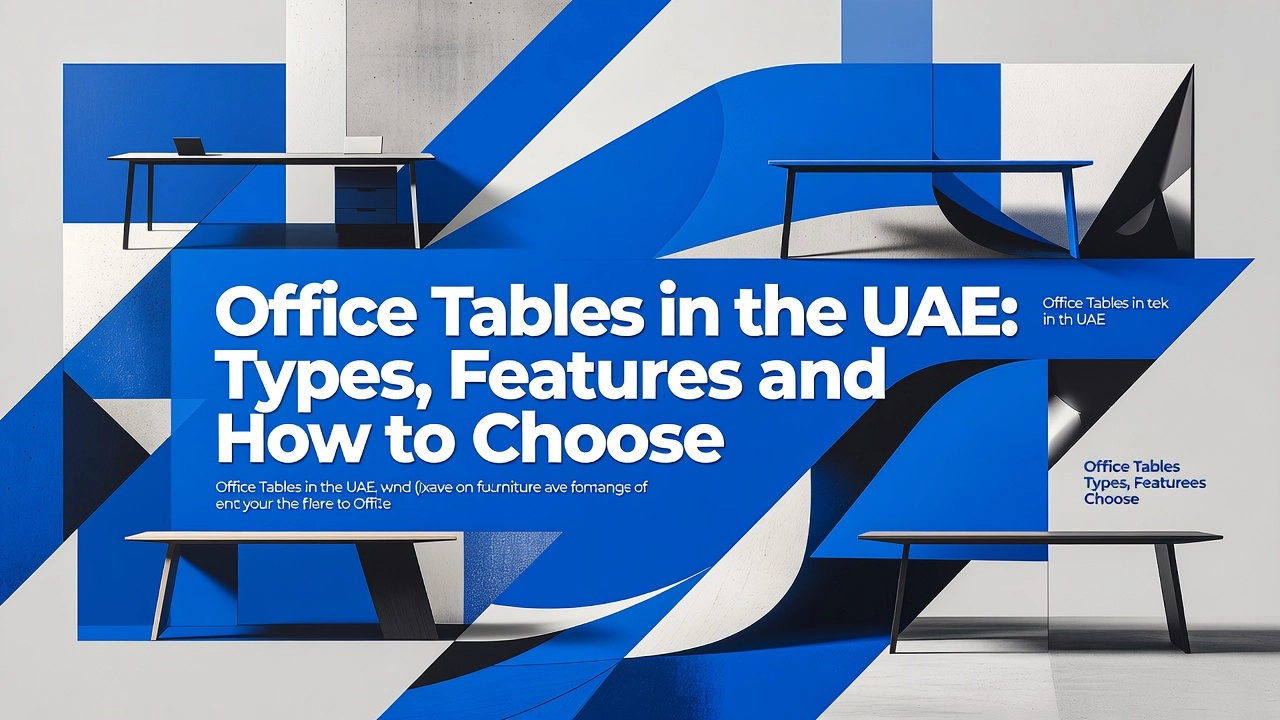 Professional header image for list-based article: Office Tables in the UAE: Types, Features and How to Choose
